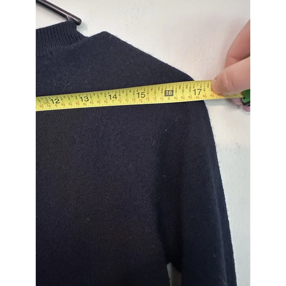 Carven 100% Wool SMALL Layered Sweater Crew Neck Navy Blue Dress Shirt Structure